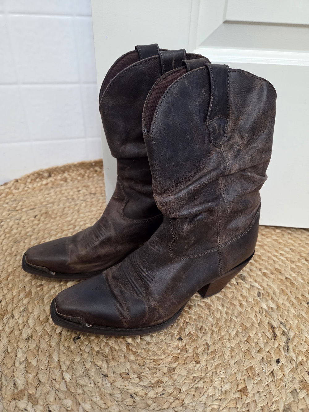 Durango Dark Brown Leather Western Heeled Boots
